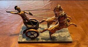 Bronze statue copper gladiator marble base